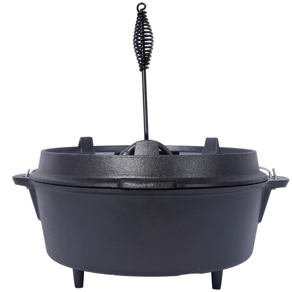 Cast Iron Camping Dutch Oven - Outdoor Cooking Pot with Legs for Campfire