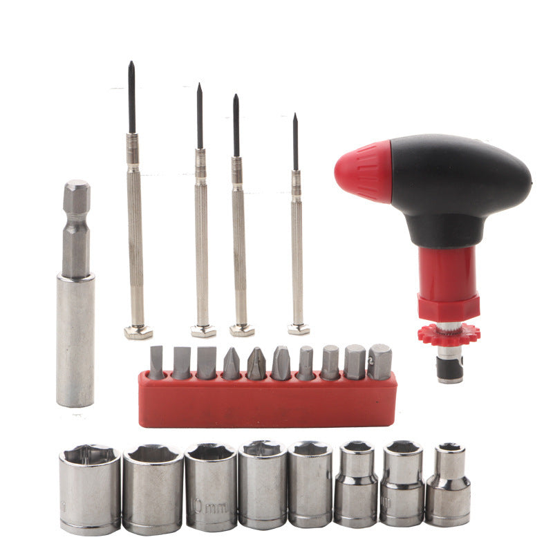 Precision screwdriver bits, drill bits, and socket set included with multi-tool flashlight kit for versatile repairs