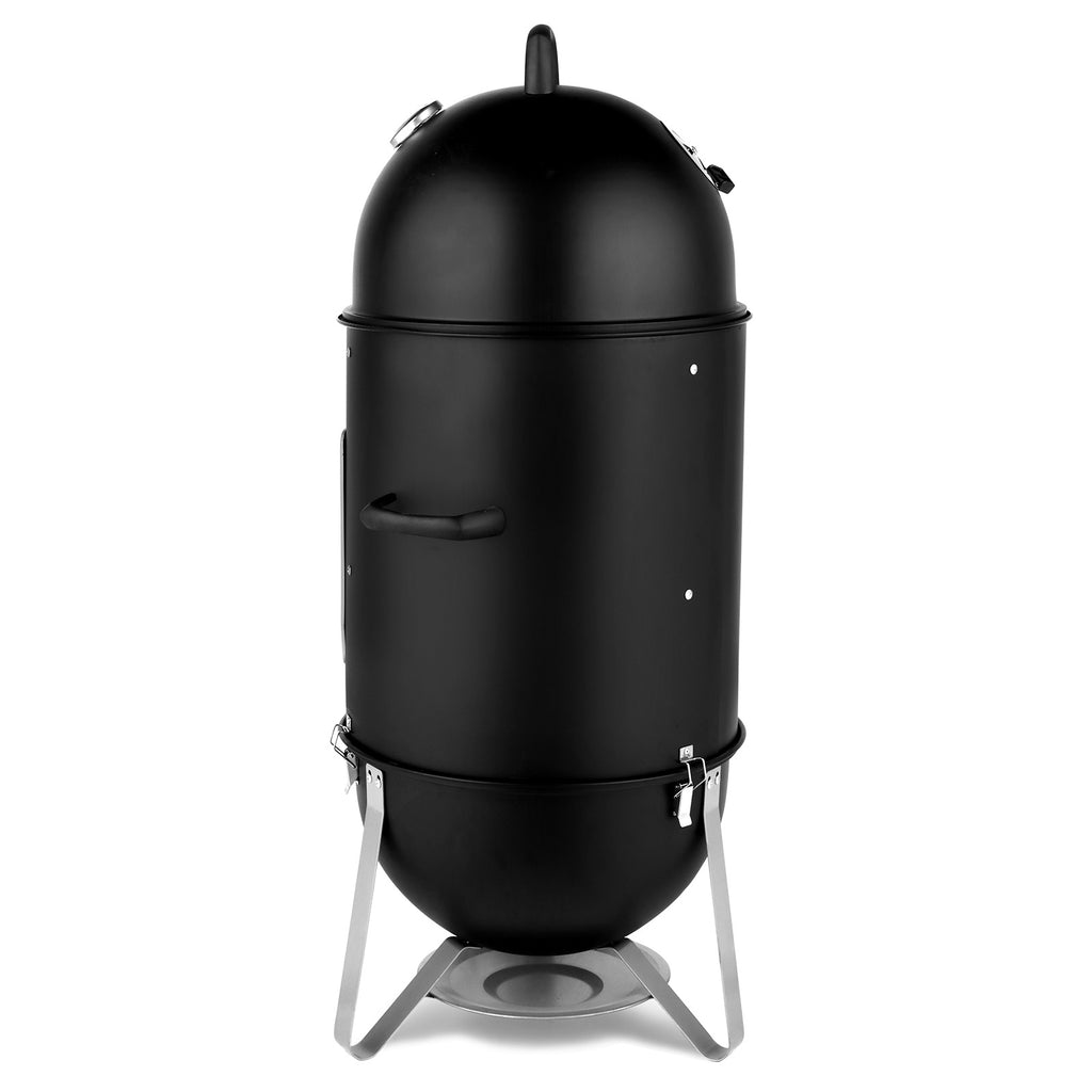 Vertical Steel Charcoal Smoker - 3-Layer Oval Cylinder BBQ Grill with Temperature Control
