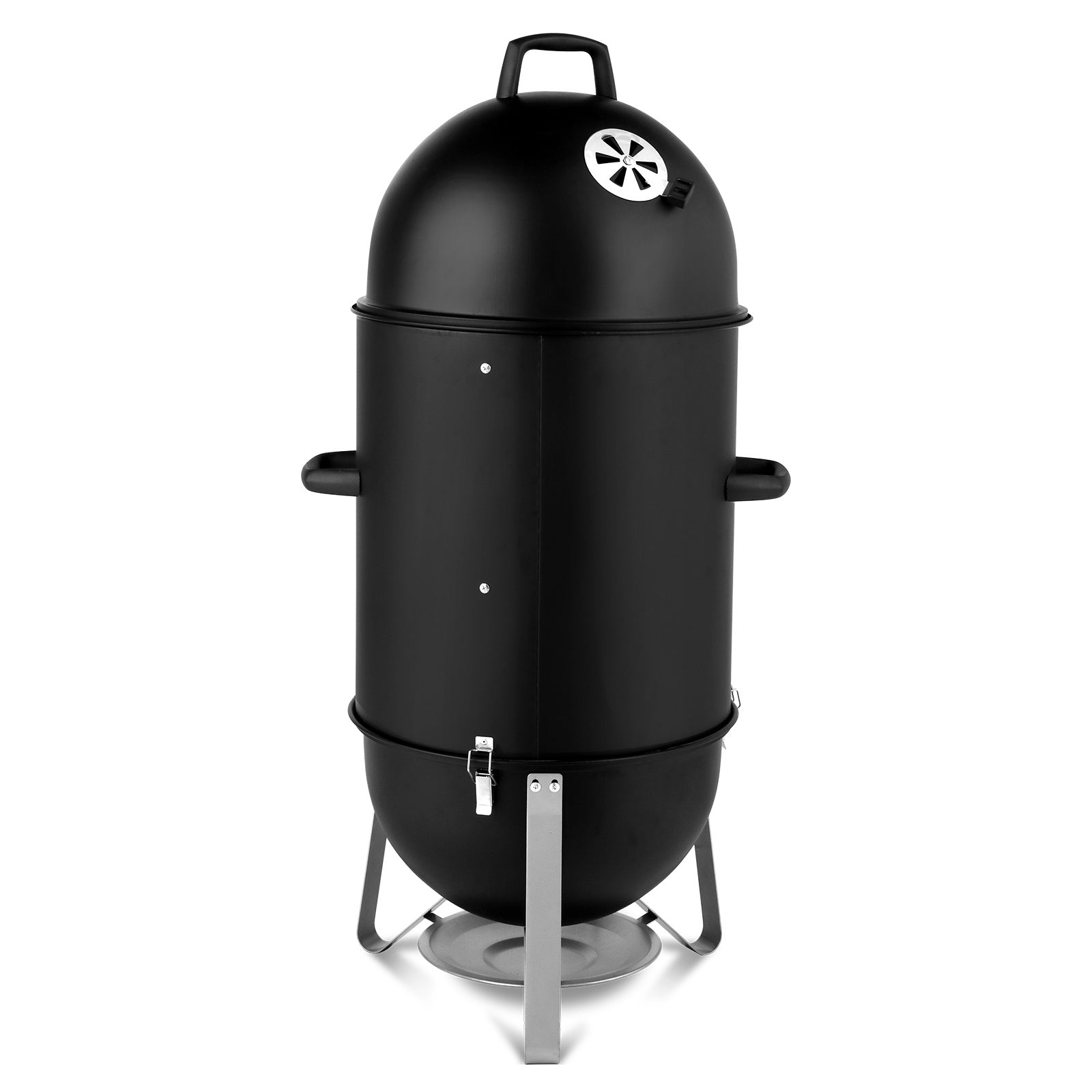 Vertical Steel Charcoal Smoker - 3-Layer Oval Cylinder BBQ Grill with Temperature Control