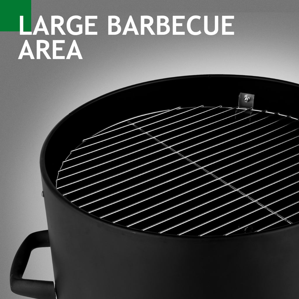 Vertical Steel Charcoal Smoker - 3-Layer Oval Cylinder BBQ Grill with Temperature Control