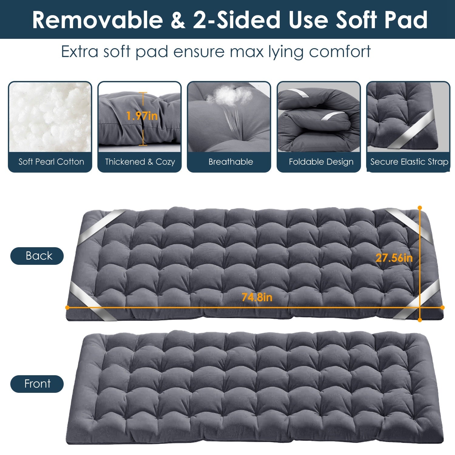 Portable Folding Camping Cot - Collapsible Travel Bed with Soft Pad (440lbs Capacity)