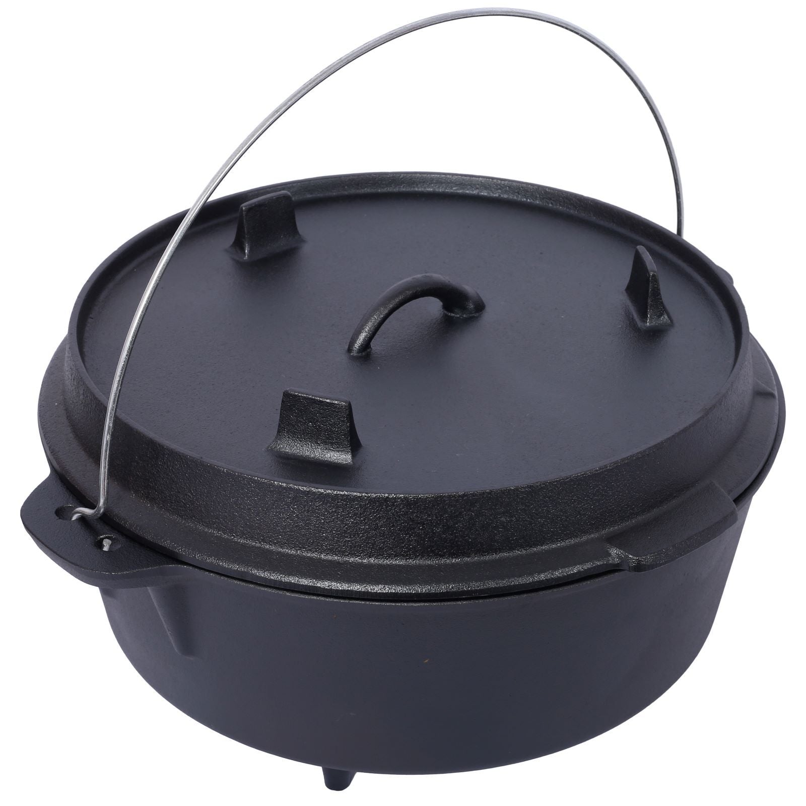 Cast Iron Camping Dutch Oven - Outdoor Cooking Pot with Legs for Campfire
