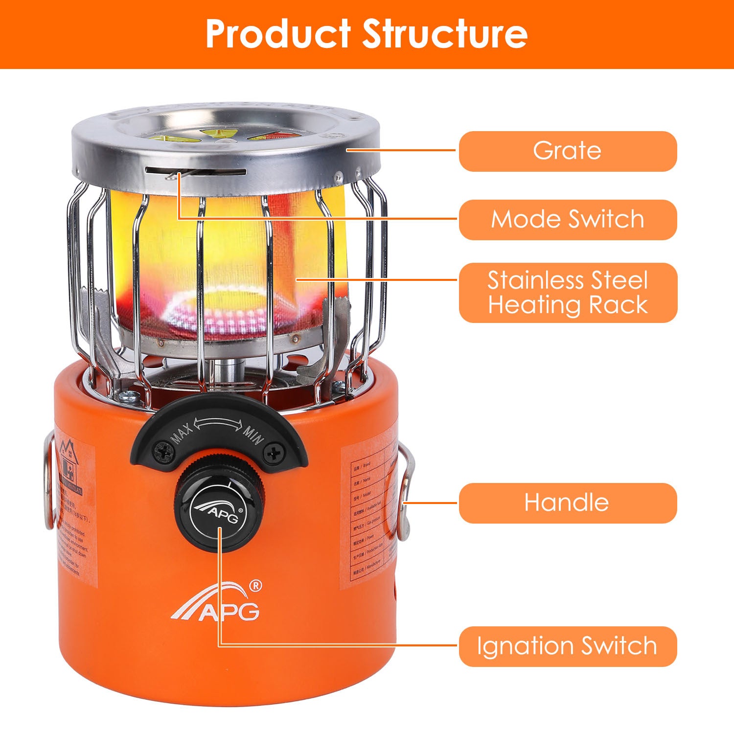 2000W 2 In 1 Camping Stove Tent Heater Outdoor Gas Stove Portable Backpacking Stove With 3 Modes 360 Degree Radiant Heating For Camping Hiking Picnic BBQ
