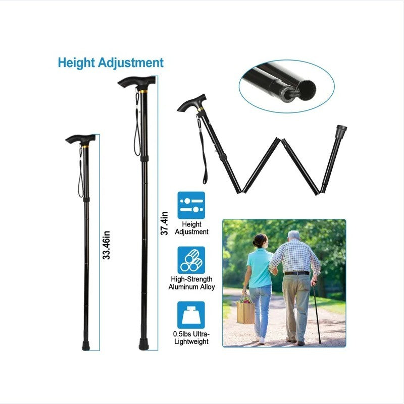 Black Male And Female Hikers Portable Mobility Aid Cane