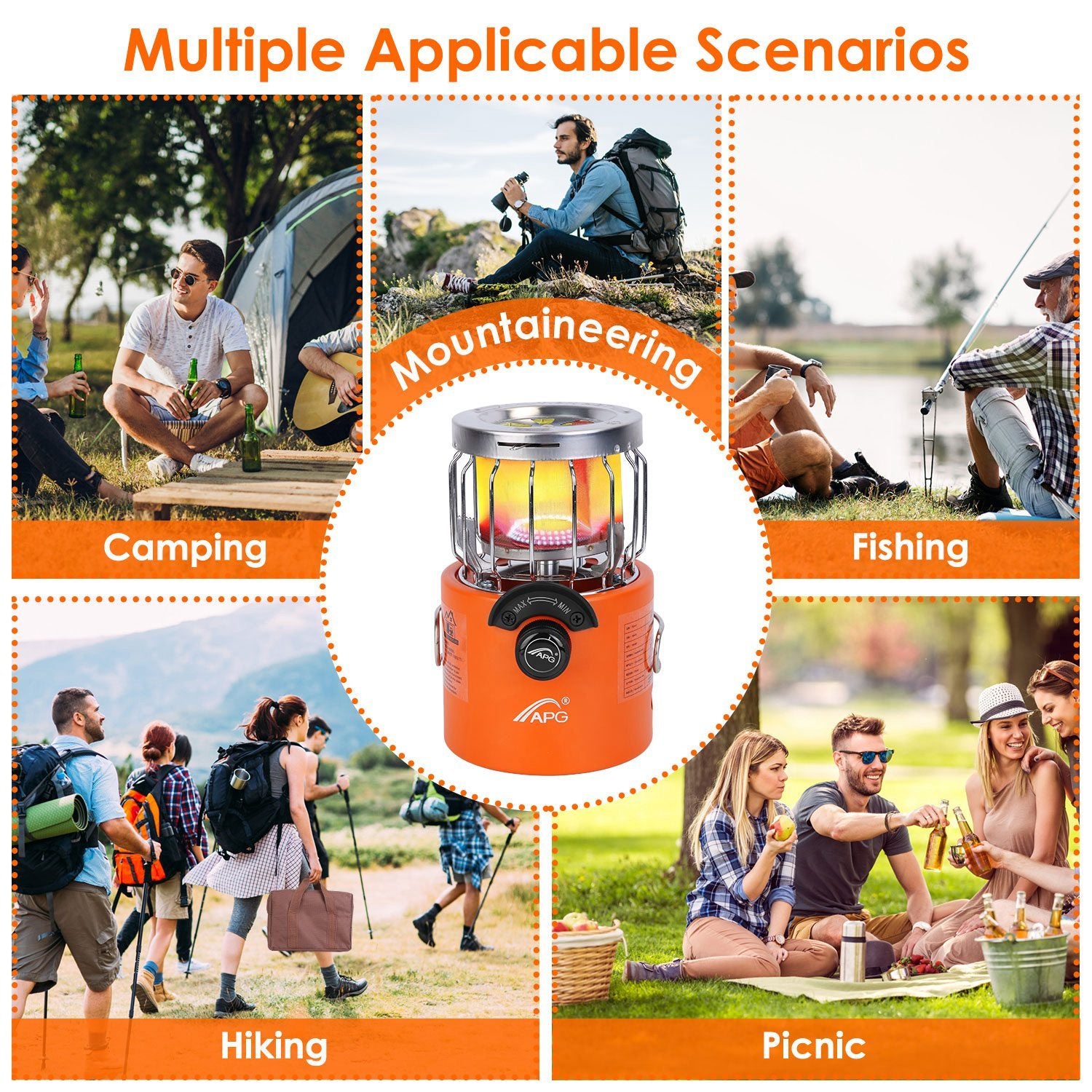 2000W 2 In 1 Camping Stove Tent Heater Outdoor Gas Stove Portable Backpacking Stove With 3 Modes 360 Degree Radiant Heating For Camping Hiking Picnic BBQ