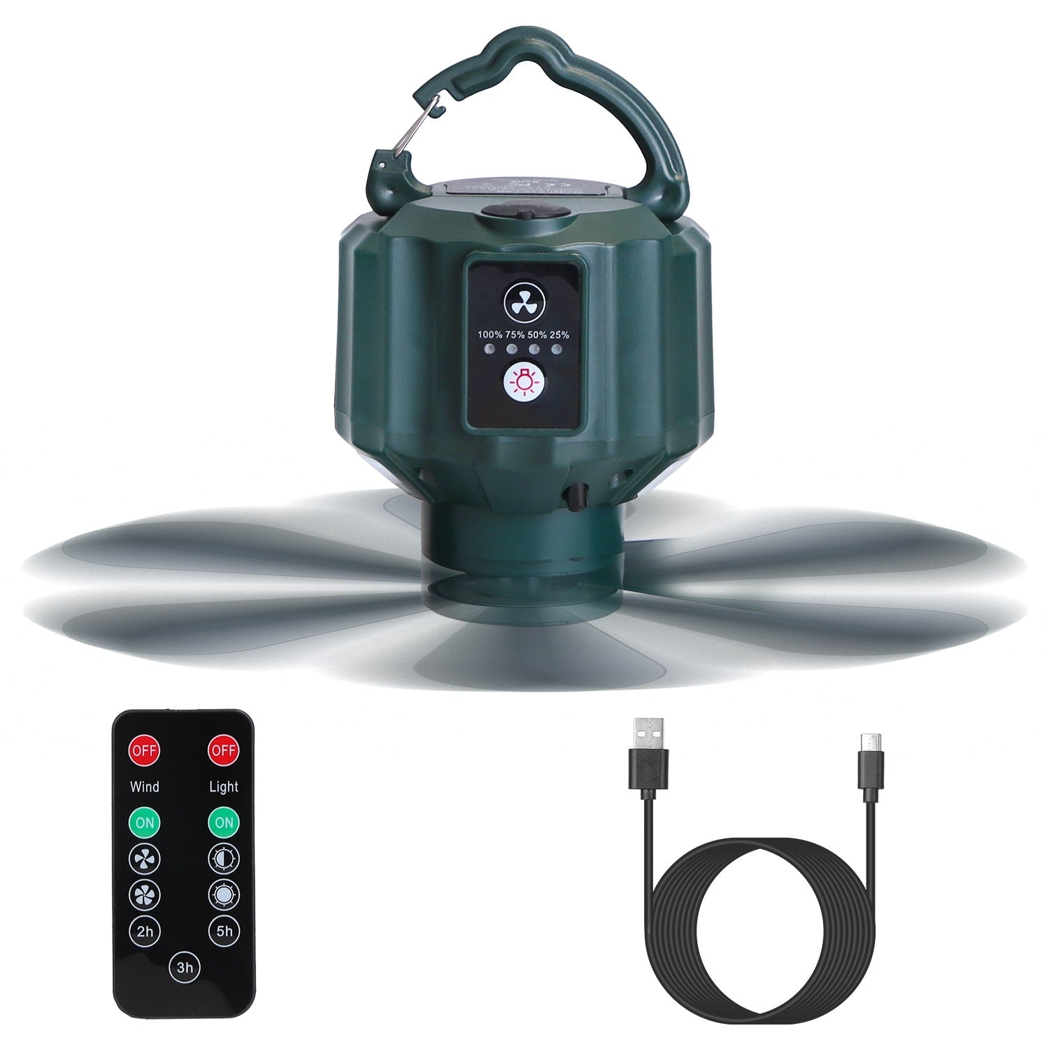 Portable Camping Ceiling LED Fan 10400mAh USB Battery Powered Hanging Tent Lantern Fan Power Bank With 3 Fan Speed 3 Light Brightness Smart Timer Remote Control