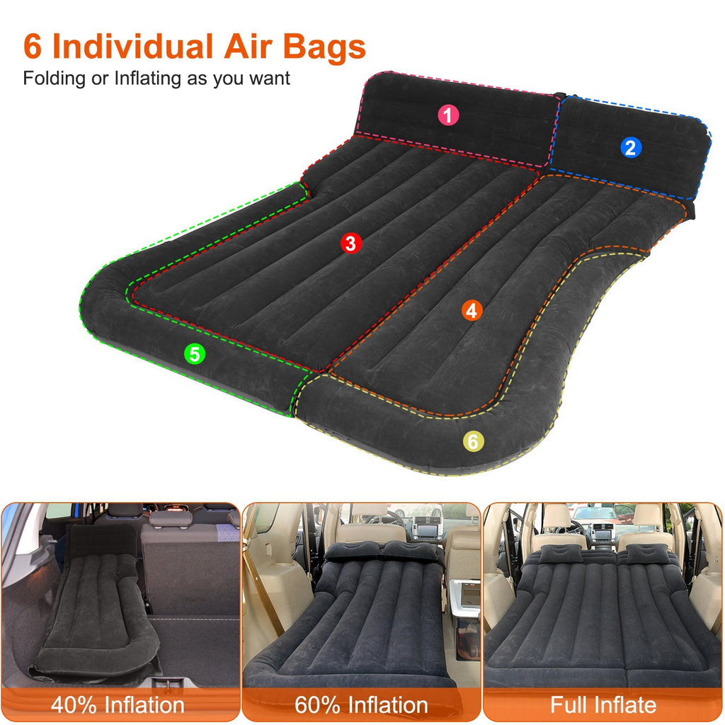 1Set Inflatable SUV Air Mattress Thickened Camping Bed Cushion With Pillow Storage Bag PVC Flocked Car Bed For Home Car Travel Camping
