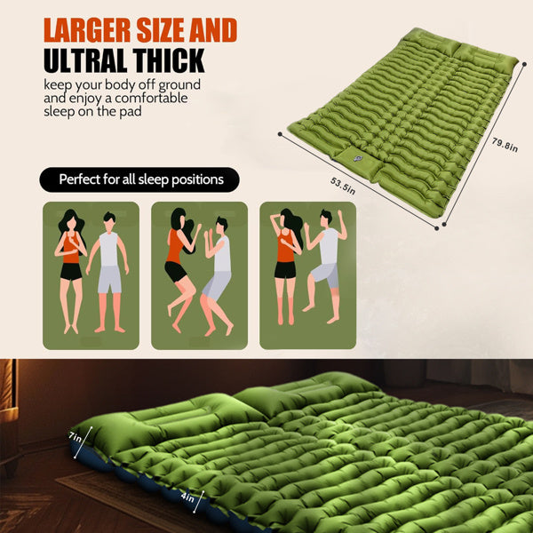 Double Air Mattress With Pillow, Built-in Foot Pump, 4-inch Camping Air Mattress, For Backpacking, Hiking, Traveling-It Is Prohibited To Sell On Walmart And Does Not Ship On Weekends